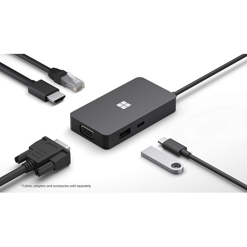 Microsoft USB-C Travel Hub - Multiport Adapter with VGA, USB, Ethernet, HDMI Ports. Compatible with USB-C Laptops/PCs