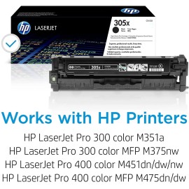 Original HP 305X Black High-yield Toner Cartridge | Works with HP LaserJet Pro 300 M351, HP LaserJet Pro 300 MFP M375, HP LaserJet Pro 400 M451, HP LaserJet Pro 400 MFP M475 Series | CE410X