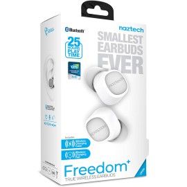 Naztech Freedom+ True Wireless Noise Cancelling Earbuds [Wireless Charging Pad & Charging Case] for Home Office, Online Classes + More (White)