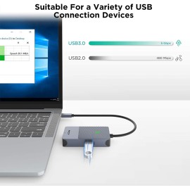 USB C to Dual HDMI Adapter - 4 in 1 Thunderbolt 3 to HDMI with 2 HDMI 4K,USB 3.0 Port,Power Delivery Compatible with MacBooks  and Other USB C Devices
