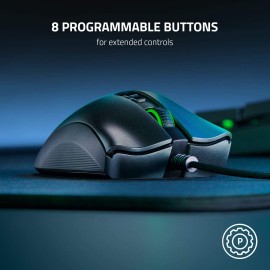 Razer DeathAdder V2 Gaming Mouse: 20K DPI Optical Sensor - 2nd Gen Faster Optical Switch - Chroma RGB Lighting - 8 Programmable Buttons - Rubberized Side Grips - Ergonomic Design