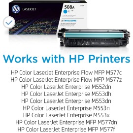 HP 508A | CF361A | Toner Cartridge | Cyan | Works with HP Color LaserJet Enterprise M553 series, M577 series