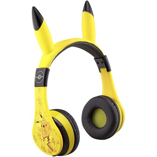 Pokemon Kids Bluetooth Headphones, Wireless Headphones with Microphone Includes Aux Cord, Volume Reduced Kids Foldable Headphones for School, Home, or Travel