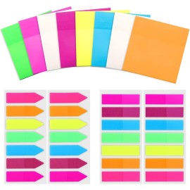 960 Sheets 12 Pads Transparent Sticky Notes, 4 Index Flag 8 Clear Multicolor Self Sticky Note Pads Markers Sticky Index Tabs