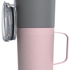 TWIN PACK DOUBLE-WALLED STAINLESS STEEL WATER BOTTLE WITH ATTACHED STAINLESS STEEL MUG (PINK)