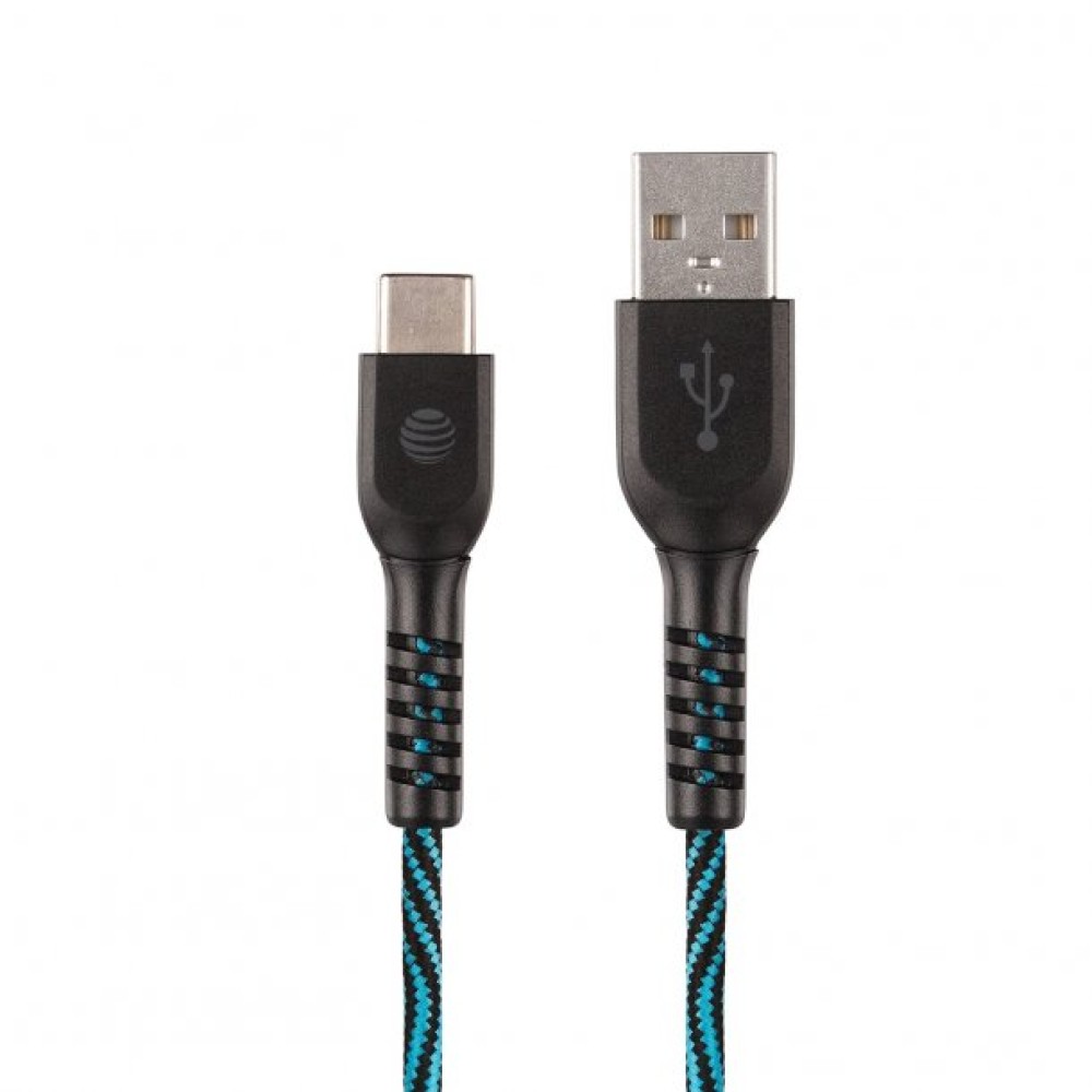 AT&T 10-Foot Charge and Sync USB to Type-C Cable (Blue)