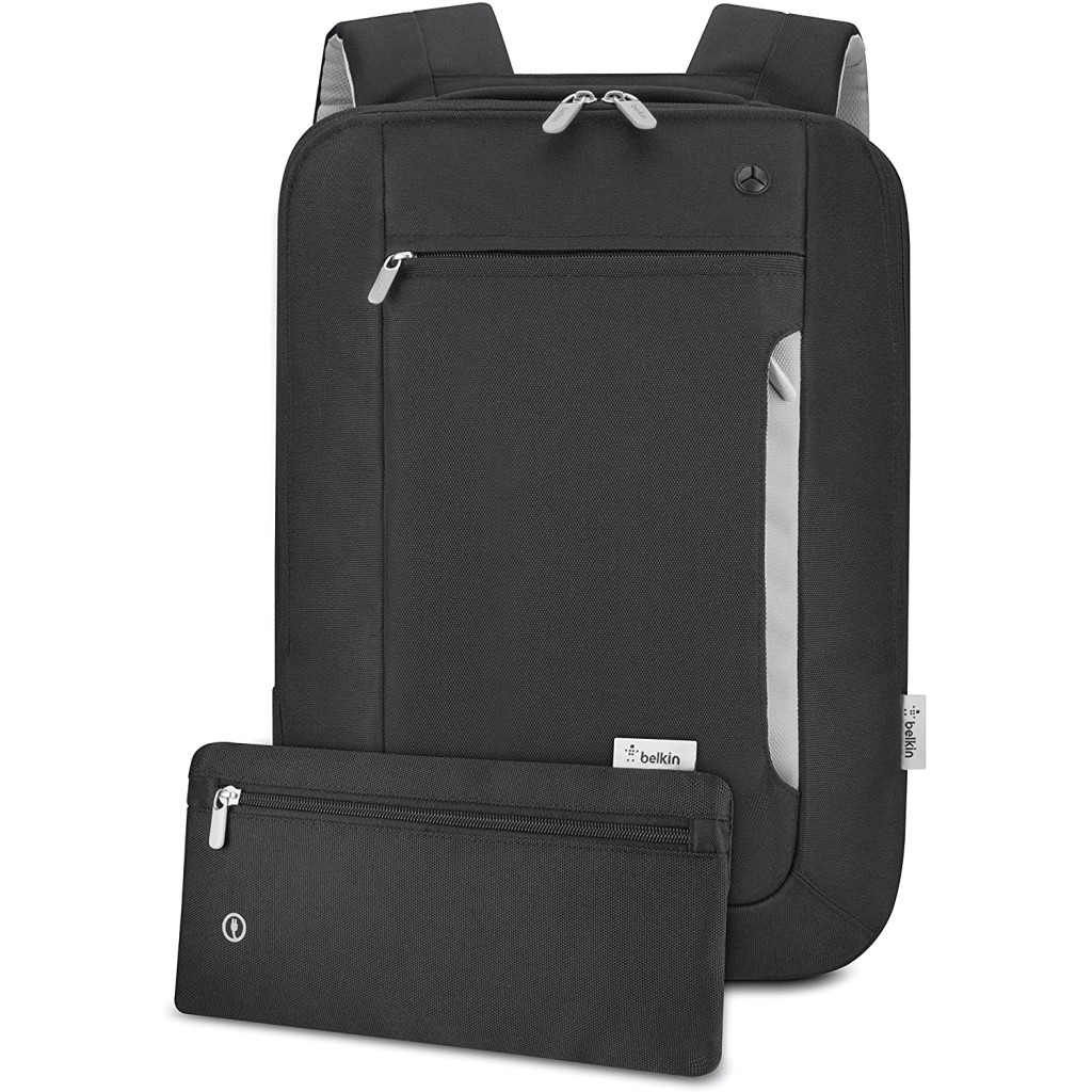 belkin slim 15.4 laptop backpack Belkin Slim Polyester Backpack for Laptops and Notebooks up to 15.4''  (Black / Light Gray)
