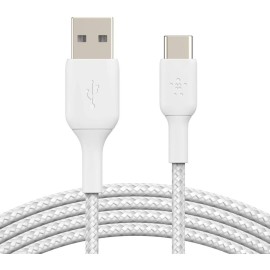 Belkin USB-C Cable (Boost Charge USB-C to USB Cable, USB Type-C Cable for Note10, S10, Pixel 4, iPad Pro, Nintendo Switch and More), 6.5ft/2m, White, 6.6FT