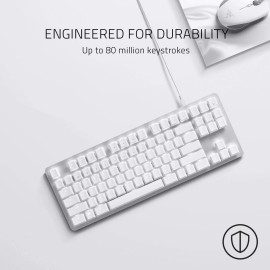 BlackWidow Lite Mechanical Tenkeyless Keyboard: Orange Key Switches - Tactile & Silent - White Individual Key Lighting - Compact Design - Detachable Cable - Mercury White