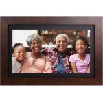 Brookstone PhotoShare 14” Smart Digital Picture Frame, Send Pics from Phone to Frames, WiFi, 8 GB, Holds 5,000+ Pics, HD Touchscreen, Premium Espresso Wood, Easy 1-min Setup