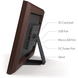 Brookstone PhotoShare 14” Smart Digital Picture Frame, Send Pics from Phone to Frames, WiFi, 8 GB, Holds 5,000+ Pics, HD Touchscreen, Premium Espresso Wood, Easy 1-min Setup