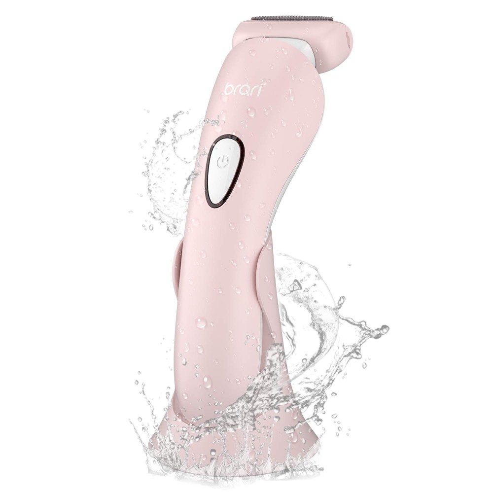 Brori Electric Razor for Women Bikini Trimmer Painless Lady Electric Shaver Wet and Dry Pubic Hairs Removal Trimmer for Leg Underarm Arm Rechargeable Cordless with LED Light