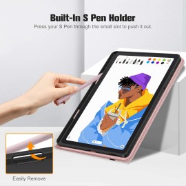 Fintie Case for Samsung Galaxy Tab S6 Lite 10.4'' 2020 Model SM-P610 (Wi-Fi) SM-P615 (LTE) with S Pen Holder, Multi-Angle Viewing Soft TPU Back Cover with Pocket Auto Wake/Sleep, Rose Gold