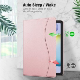 Fintie Case for Samsung Galaxy Tab S6 Lite 10.4'' 2020 Model SM-P610 (Wi-Fi) SM-P615 (LTE) with S Pen Holder, Multi-Angle Viewing Soft TPU Back Cover with Pocket Auto Wake/Sleep, Rose Gold
