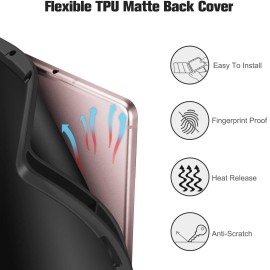 Fintie Case for Samsung Galaxy Tab S6 Lite 10.4'' 2020 Model SM-P610 (Wi-Fi) SM-P615 (LTE) with S Pen Holder, Multi-Angle Viewing Soft TPU Back Cover with Pocket Auto Wake/Sleep, Rose Gold
