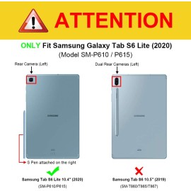 Fintie Case for Samsung Galaxy Tab S6 Lite 10.4'' 2020 Model SM-P610 (Wi-Fi) SM-P615 (LTE) with S Pen Holder, Multi-Angle Viewing Soft TPU Back Cover with Pocket Auto Wake/Sleep, Rose Gold