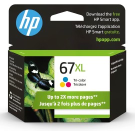 HP 67XL Tri-color High-yield Ink Cartridge | Works with HP DeskJet 1255, 2700, 4100 Series, HP ENVY 6000, 6400 Series | Original