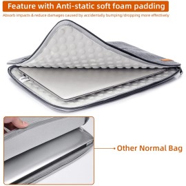 KINGSLONG 15 15.6 Inch Laptop Sleeve Case Bag Fits 16 Inch 2021 Apple MacBook Pro Slim Lightweight Computer Notebook Ultrabooks Carrying Case Cover Acer Asus Dell Lenovo HP Toshiba, Gray