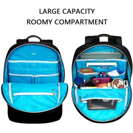 KROSER Laptop Backpack 15.6 Inch Upgraded Fashion School Backpack Water-Repellent Cumpter Backpack Laptop Bag Nylon Casual Daypack with USB Charging Port for Travel/Business/College/Women/Men-Black