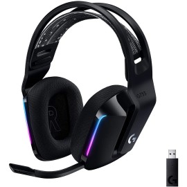 Logitech G733 Lightspeed Wireless Gaming Headset with Suspension Headband, Lightsync RGB, Blue VO!CE mic technology and PRO-G audio drivers - Black