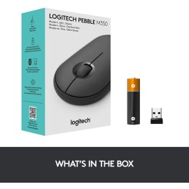 Logitech Pebble M350 Mouse optical 3 buttons wireless Bluetooth, 2.4 GHz - USB