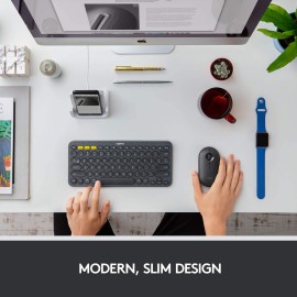 Logitech Pebble M350 Mouse optical 3 buttons wireless Bluetooth, 2.4 GHz - USB