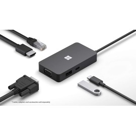 Microsoft USB-C Travel Hub - Multiport Adapter with VGA, USB, Ethernet, HDMI Ports. Compatible with USB-C Laptops/PCs