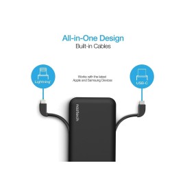 Naztech 10000 mAh Lightning + USB-C Power Bank Black