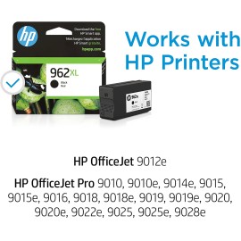 Original HP 962XL Black High-yield Ink Cartridge | Works with HP OfficeJet 9010 Series, HP OfficeJet Pro 9010, 9020 Series | Eligible for Instant Ink | 3JA03AN