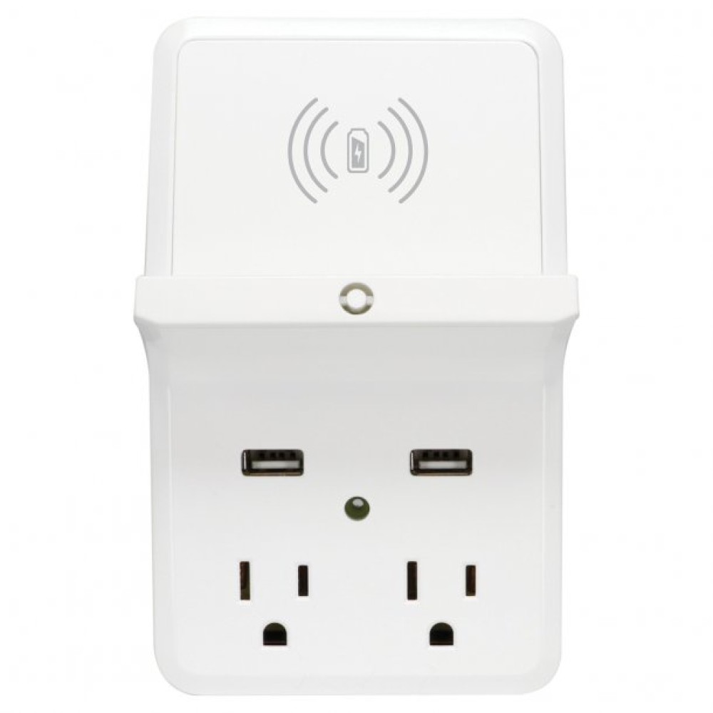 Prime Wireless-Charging-Dock Wall Tap with 2 Outlets and Dual USB Charger