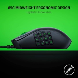 Razer Naga X Wired MMO Gaming Mouse: 18K DPI Optical Sensor - 2nd-gen Razer Optical Switch - Chroma RGB Lighting - 16 Programmable Buttons - 85g