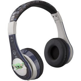 Star Wars The Child Kids Bluetooth Headphones, Wireless Headphones with Microphone Includes Aux Cord, Volume Reduced Kids Foldable Headphones for School, Home, or Travel