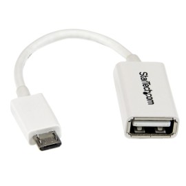 StarTech 5in White Micro USB to USB OTG Host Adapter M/F - Micro USB Male to USB A Female On-The-Go Host Cable Adapter