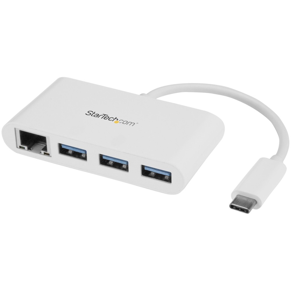 StarTech.com 3 Port USB C Hub w/Gigabit Ethernet USB Type C to 3 x USB-A Multi Port USB 3.0 Hub for MacBook Pro