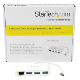 StarTech.com 3 Port USB C Hub w/Gigabit Ethernet USB Type C to 3 x USB-A Multi Port USB 3.0 Hub for MacBook Pro