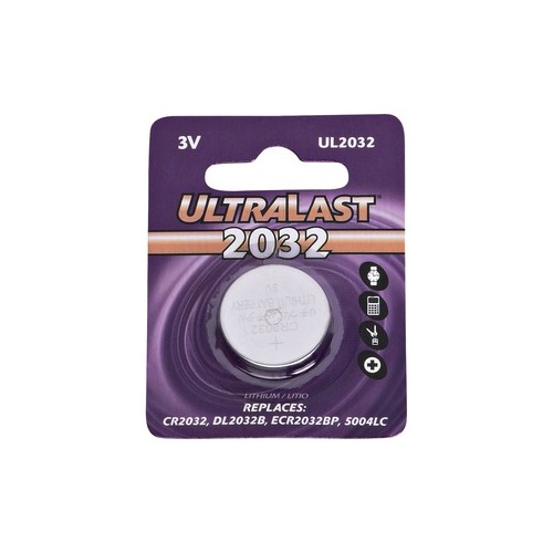 Ultralast(r) Ultralast UL2032 CR2032 Lithium Coin Cell Battery, 3V LITH COIN BATTERY