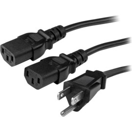 StarTech 10 Ft Computer Power Cord - Nema Y-Cable - Power Cord Y Splitter Cable - Power 2 Monitors At Once