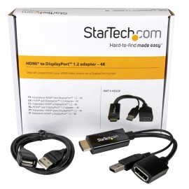 StarTech 4K 30Hz HDMI to DisplayPort Video Adapter w/ USB Power 6 in HDMI 1.4 (Male) to DP 1.2 (Female) Active Monitor Converter