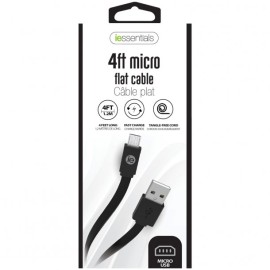 iEIessentials Charge and Sync Flat Micro USB to USB-A Cable, 4 Feet (Black)