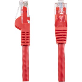 Startech 6in CAT6 Ethernet Cable - Red CAT 6 Gigabit Ethernet Wire -650MHz 100W PoE RJ45 UTP Network/Patch Cord Snagless w/Strain Relief Fluke Tested/Wiring is UL Certified/TIA
