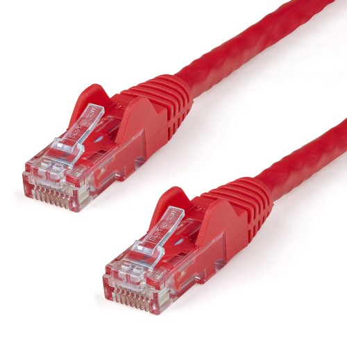 Startech 6in CAT6 Ethernet Cable - Red CAT 6 Gigabit Ethernet Wire -650MHz 100W PoE RJ45 UTP Network/Patch Cord Snagless w/Strain Relief Fluke Tested/Wiring is UL Certified/TIA
