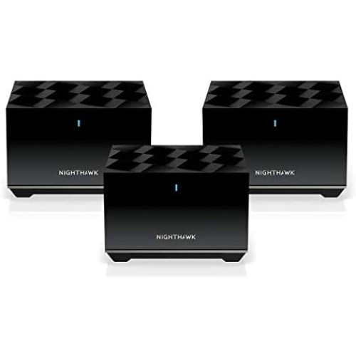 NETGEAR Nighthawk Tri-band Whole Home Mesh WiFi 6 System (MK83) AX3600 Router with 2 Satellite Extenders, Coverage up to 6,750 sq. ft. and 40+ devices