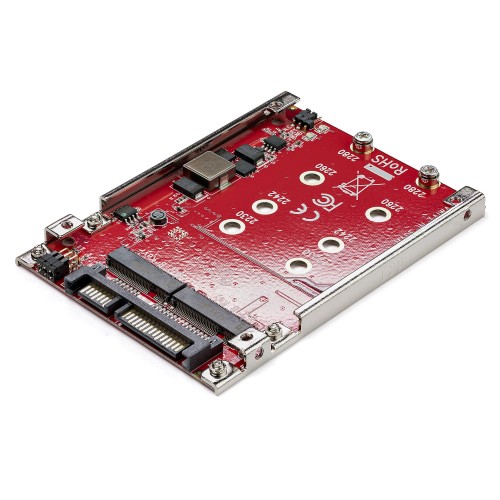 Dual-Slot M.2 Drive to SATA Adapter for 2.5" Drive Bay - RAIDCreate high-performance storage with configurable RAID, by installing two M.2 SATA SSDs into a 2.5” SATA interface