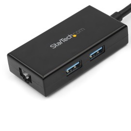 USB 3.0 to Gigabit Network Adapter with Built-In 2-Port USB HubAdd Gigabit Ethernet connectivity and two USB 3.0 ports to your laptop or tablet through a single USB port