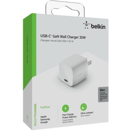 Belkin BOOST CHARGE - Wall charger - GaN technology - 30 Watt - Fast Charge, PD (USB-C)