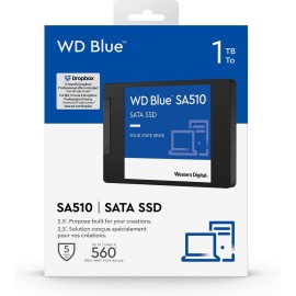 WD Blue SA510 WDS100T3B0A - SSD - 1 TB - internal - 2.5" - SATA 6Gb/s - blue