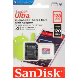 SanDisk Ultra - Flash memory card (microSDXC to SD adapter included) - 128 GB - A1 / UHS-I U1 / Class10 - microSDXC UHS-I