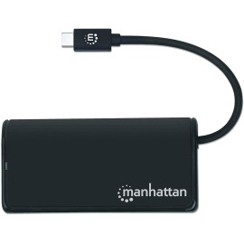 Manhattan 164924 4-Port USB 3.2 Gen 1 Hub USB-C Male to 4x USB A Female 5Gbps Data Transfer Rates USB Powered Black