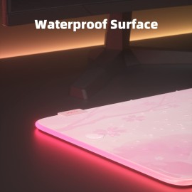 Pink RGB LED Gaming Mouse Pad, 14 Modes Glow Pad, Extra Large Gaming Mousepad