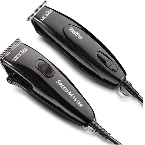 Andis Professional PivotPro and SpeedMaster Hair Clipper and Beard Trimmer PivotMotor Set, Black